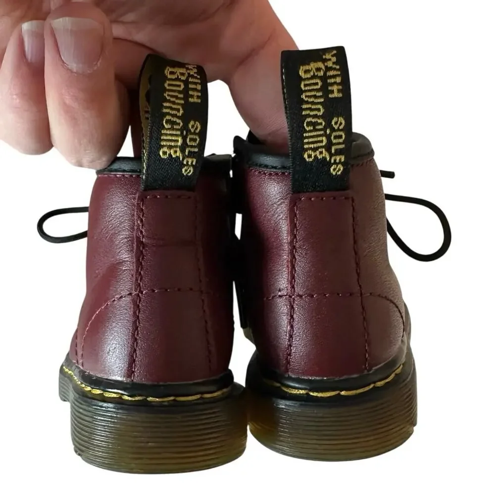 Doc Martens Toddler 1460 Softy T Leather Ankle Side Zip Boots Size 6 Cherry Red